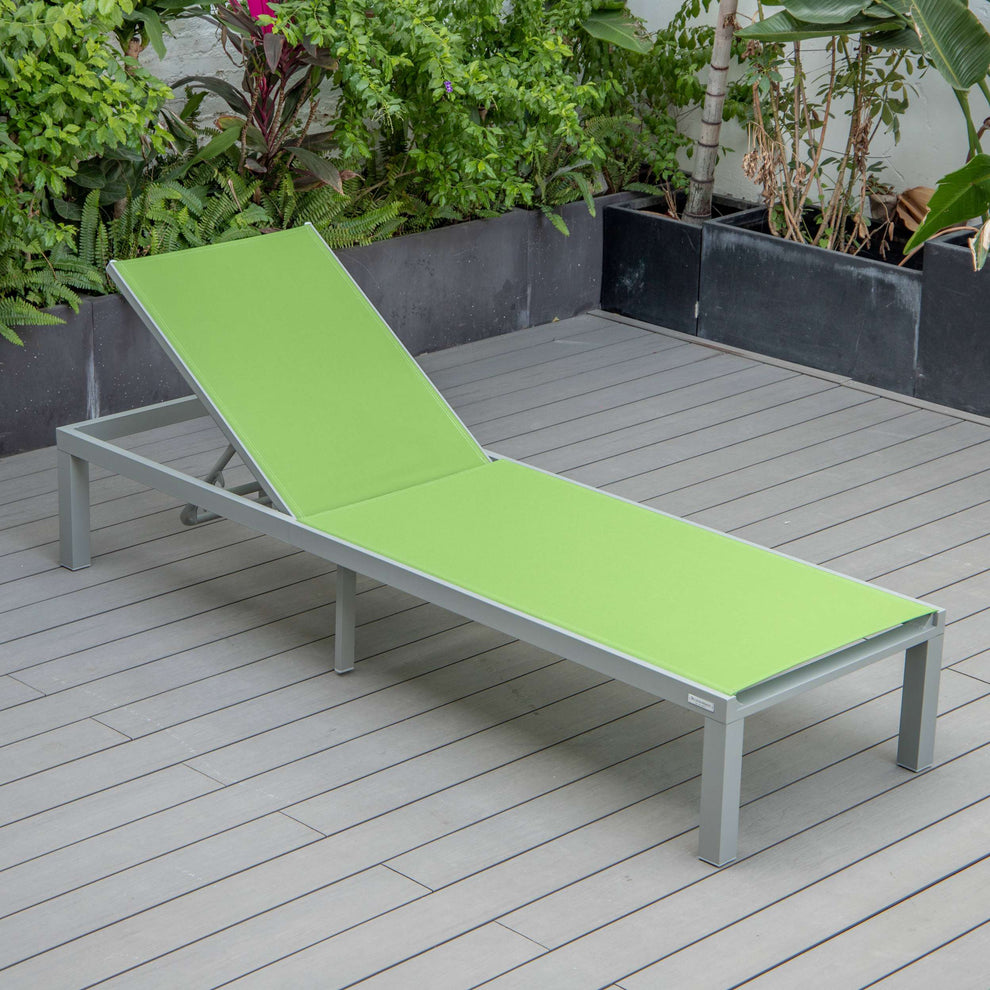 LeisureMod Marlin Patio Chaise Lounge Chair With Grey Aluminum Frame, Set of 2 | Outdoor Chaise Lounges | Modishstore - 75