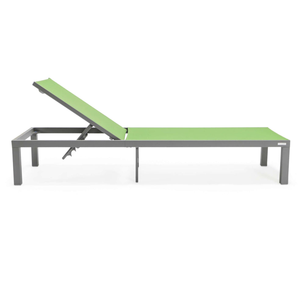 LeisureMod Marlin Patio Chaise Lounge Chair With Grey Aluminum Frame, Set of 2 | Outdoor Chaise Lounges | Modishstore - 91