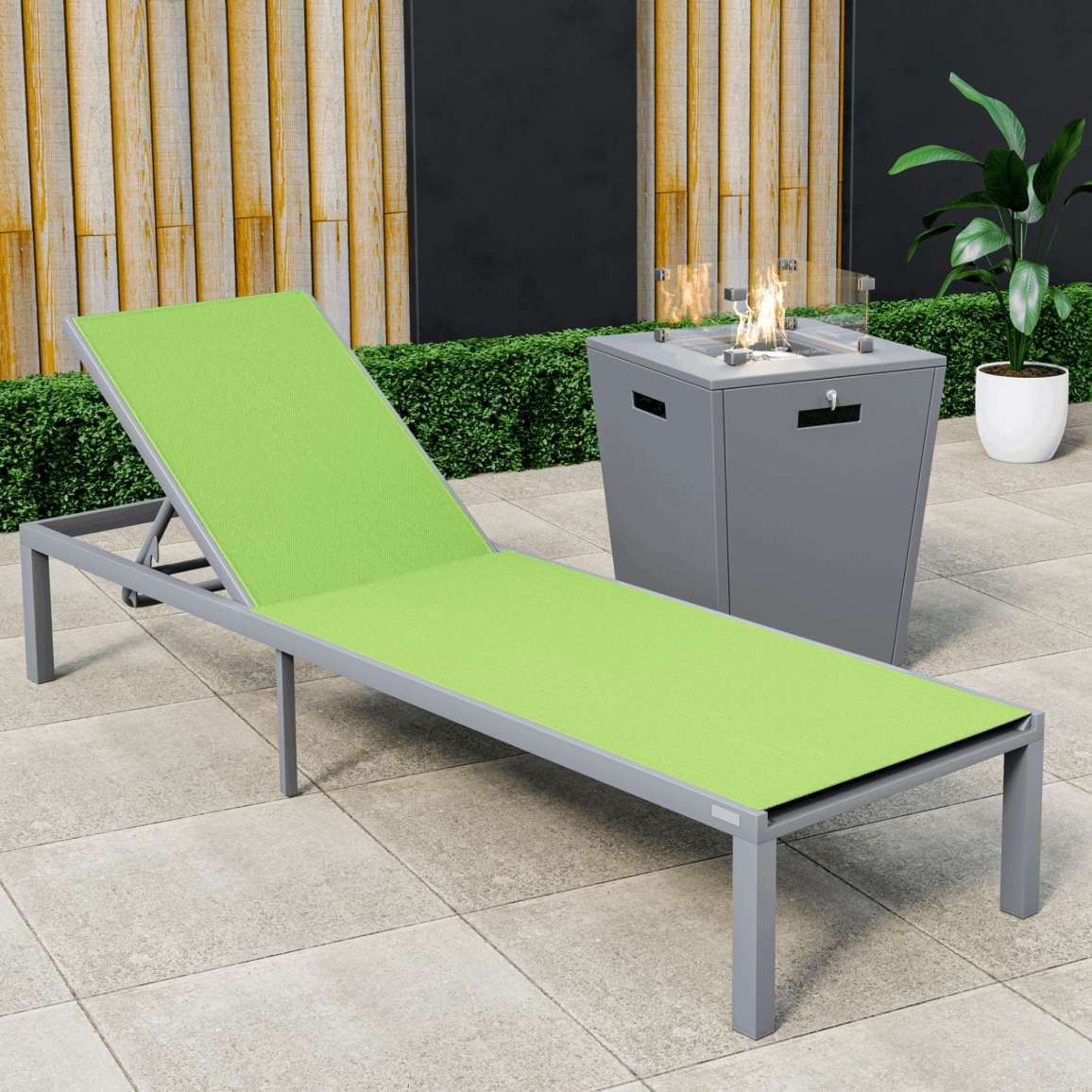 LeisureMod Marlin Modern Grey Aluminum Outdoor Patio Chaise Lounge Chair - MLGRCF21-77BL | Outdoor Chaise Lounges | Modishstore - 70