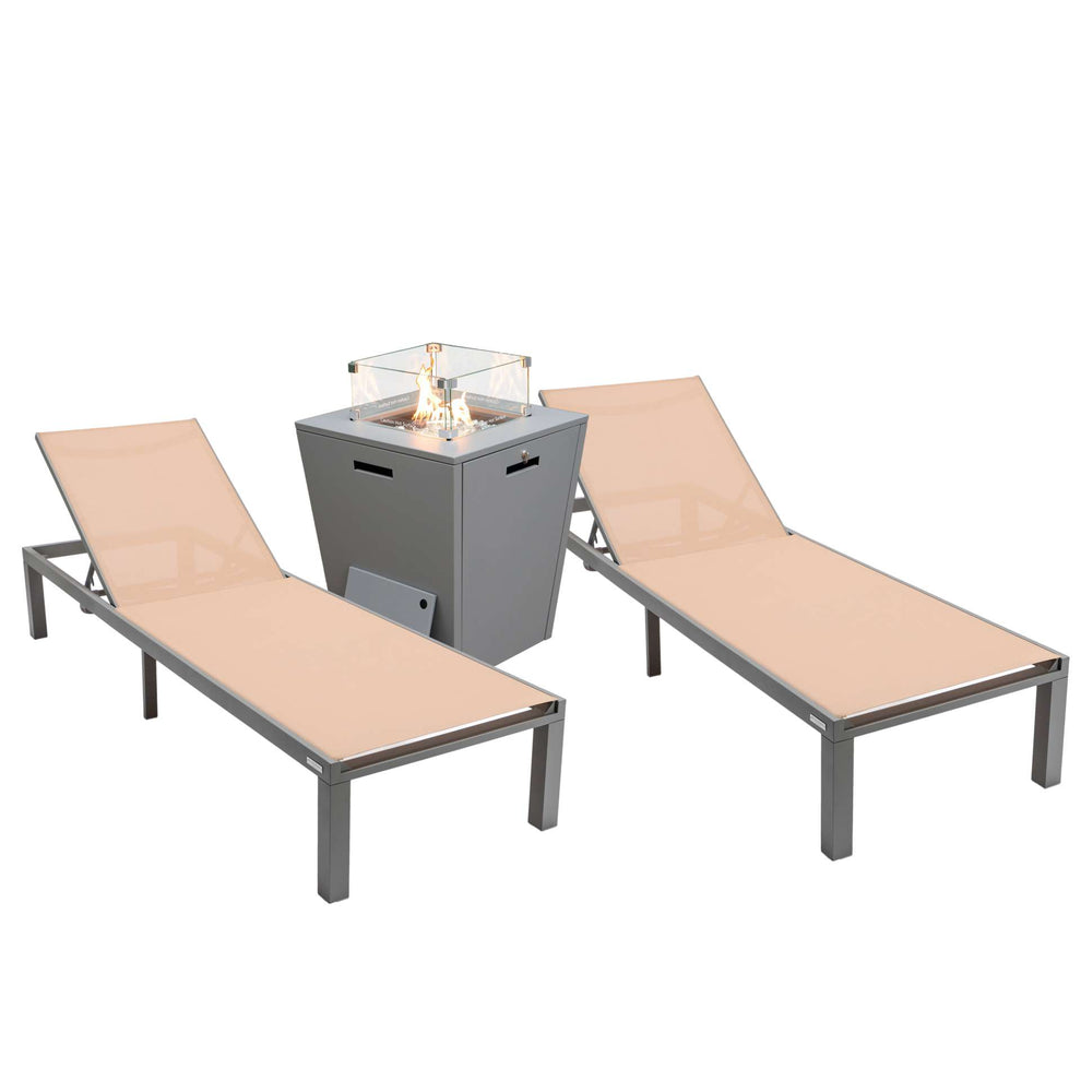 LeisureMod Marlin Patio Chaise Lounge Chair With Grey Aluminum Frame, Set of 2 | Outdoor Chaise Lounges | Modishstore - 111