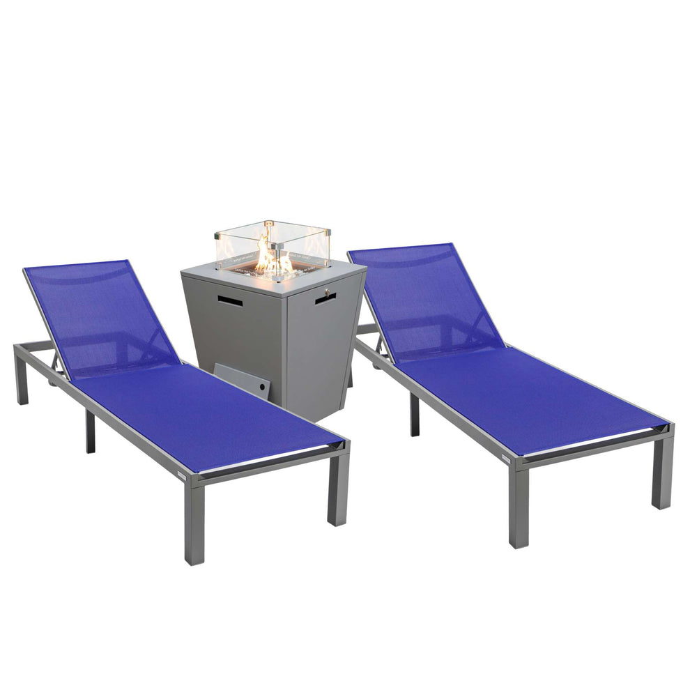 LeisureMod Marlin Patio Chaise Lounge Chair With Grey Aluminum Frame, Set of 2 | Outdoor Chaise Lounges | Modishstore - 185