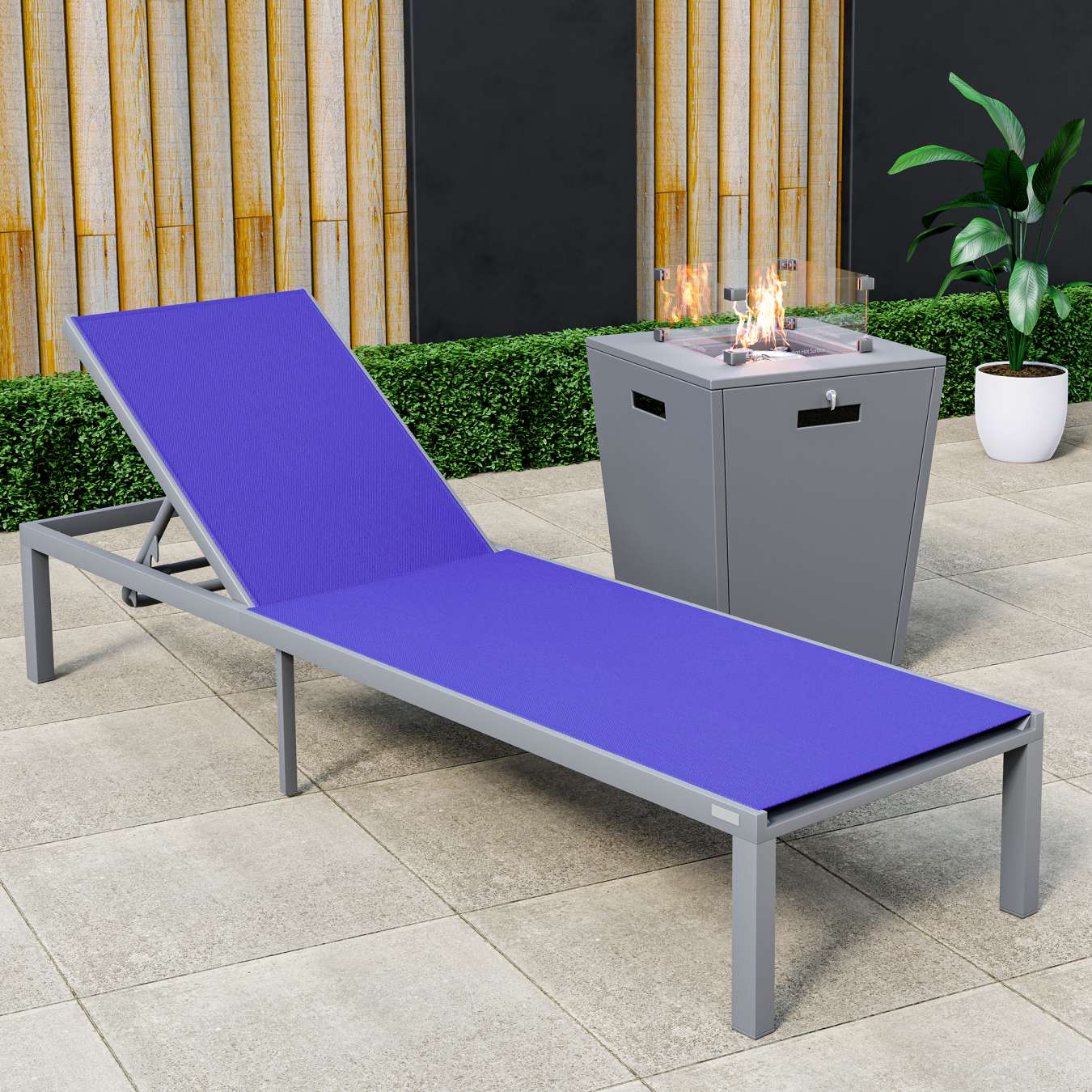 LeisureMod Marlin Modern Grey Aluminum Outdoor Patio Chaise Lounge Chair - MLGRCF21-77BL | Outdoor Chaise Lounges | Modishstore - 116