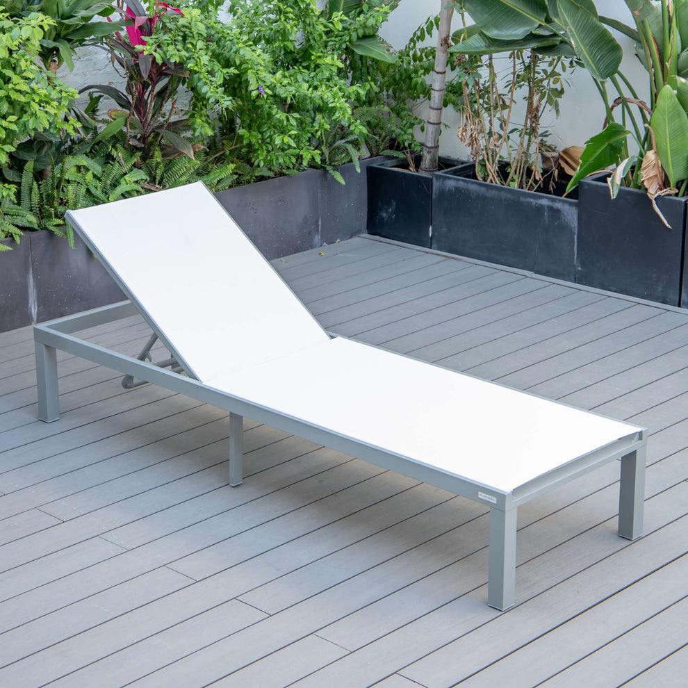 LeisureMod Marlin Patio Chaise Lounge Chair With Grey Aluminum Frame, Set of 2 | Outdoor Chaise Lounges | Modishstore - 165