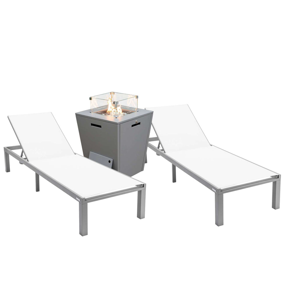 LeisureMod Marlin Patio Chaise Lounge Chair With Grey Aluminum Frame, Set of 2 | Outdoor Chaise Lounges | Modishstore - 148