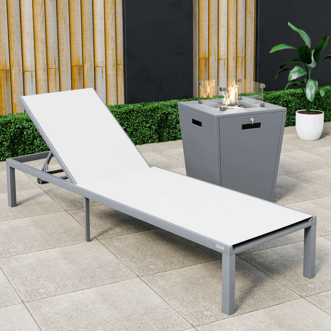 LeisureMod Marlin Modern Grey Aluminum Outdoor Patio Chaise Lounge Chair - MLGRCF21-77BL | Outdoor Chaise Lounges | Modishstore - 139