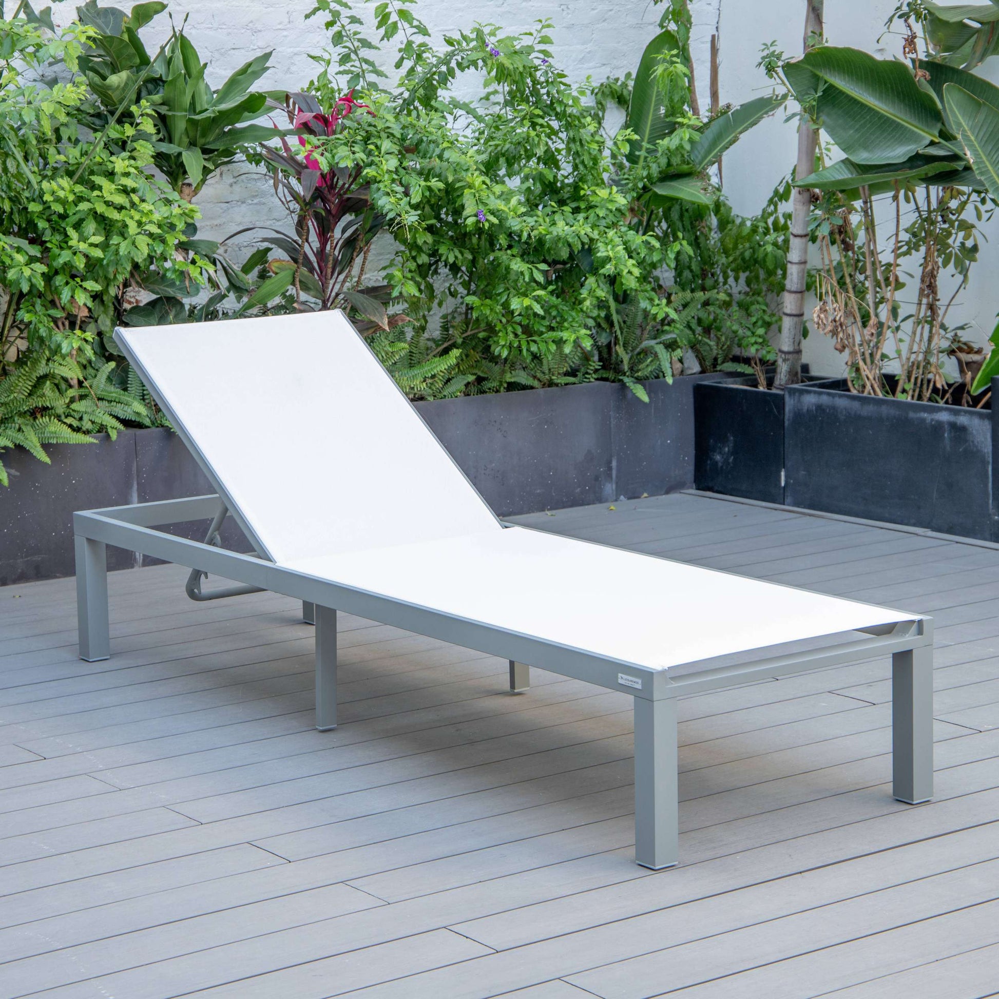 LeisureMod Marlin Modern Grey Aluminum Outdoor Patio Chaise Lounge Chair - MLGRCF21-77BL | Outdoor Chaise Lounges | Modishstore - 141