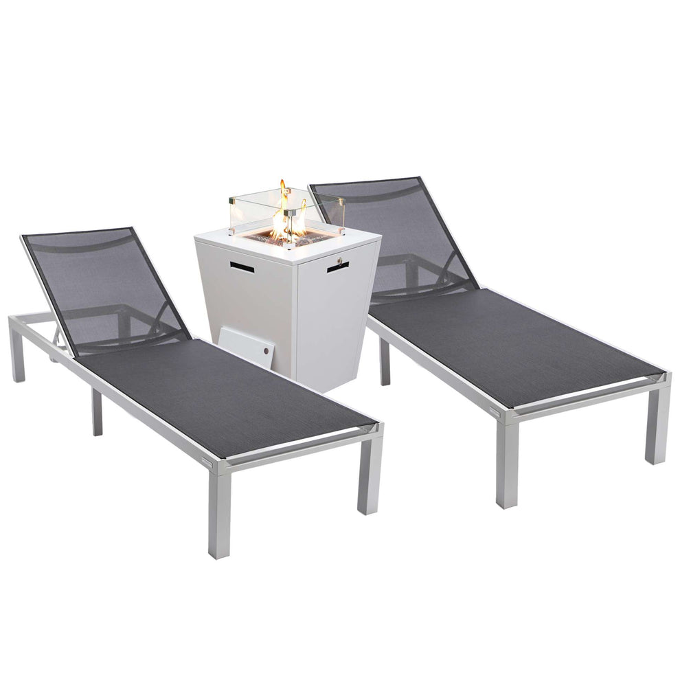 LeisureMod Marlin Modern Aluminum Outdoor Patio Chaise Lounge Chair Set of 2 - MLWCF21-77BL2 | Outdoor Chaise Lounges | Modishstore