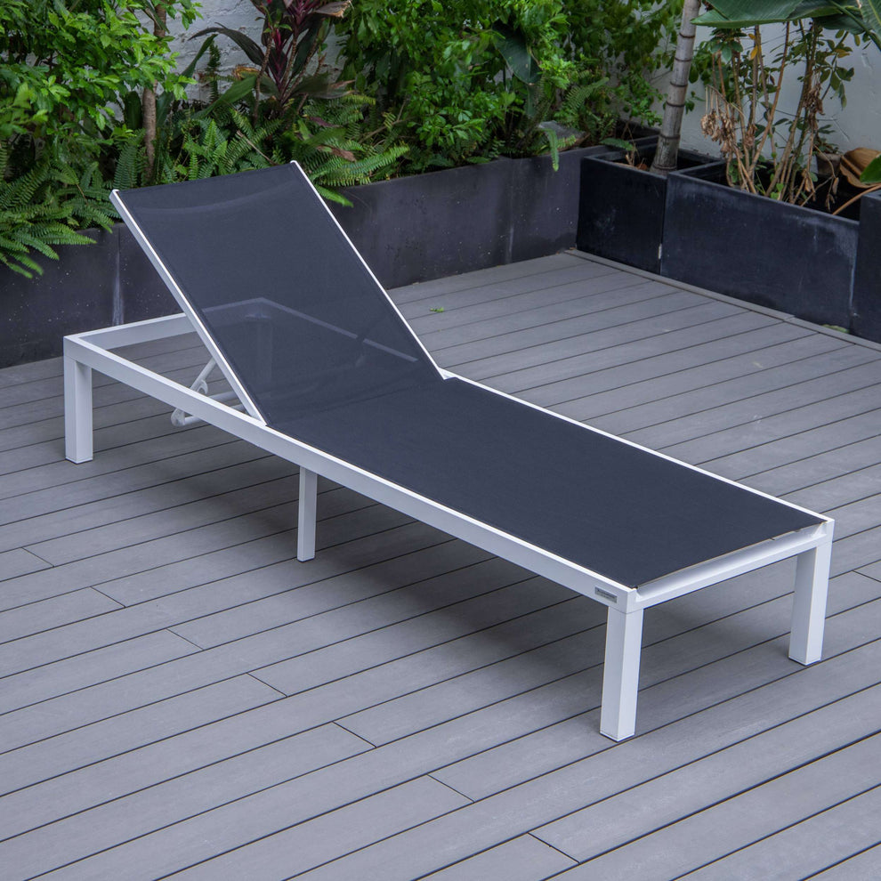 LeisureMod Marlin Modern Aluminum Outdoor Patio Chaise Lounge Chair Set of 2 - MLWCF21-77BL2 | Outdoor Chaise Lounges | Modishstore - 2