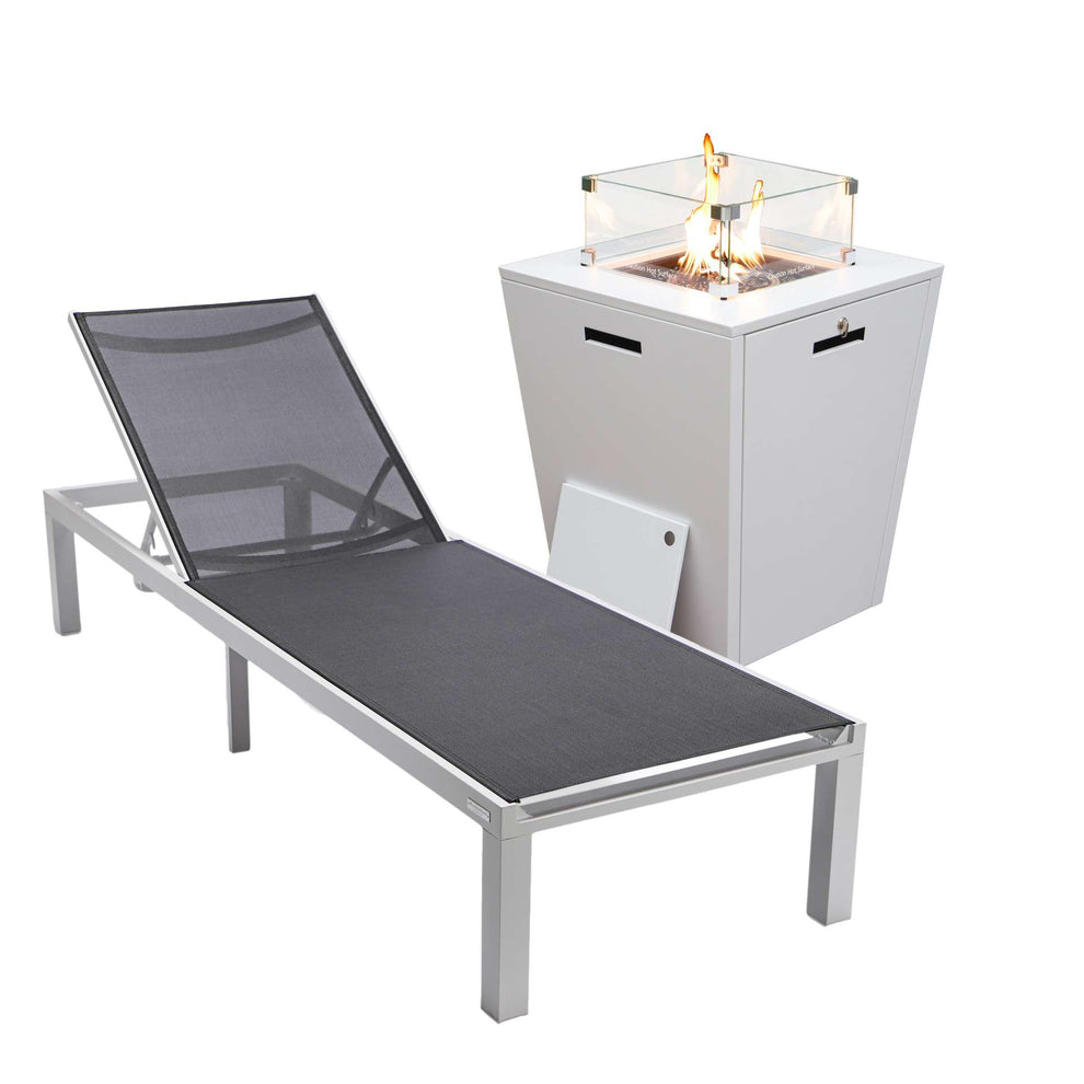 LeisureMod Marlin Modern White Aluminum Outdoor Patio Chaise Lounge Chair - MLWCF21-77BL | Outdoor Chaise Lounges | Modishstore - 2
