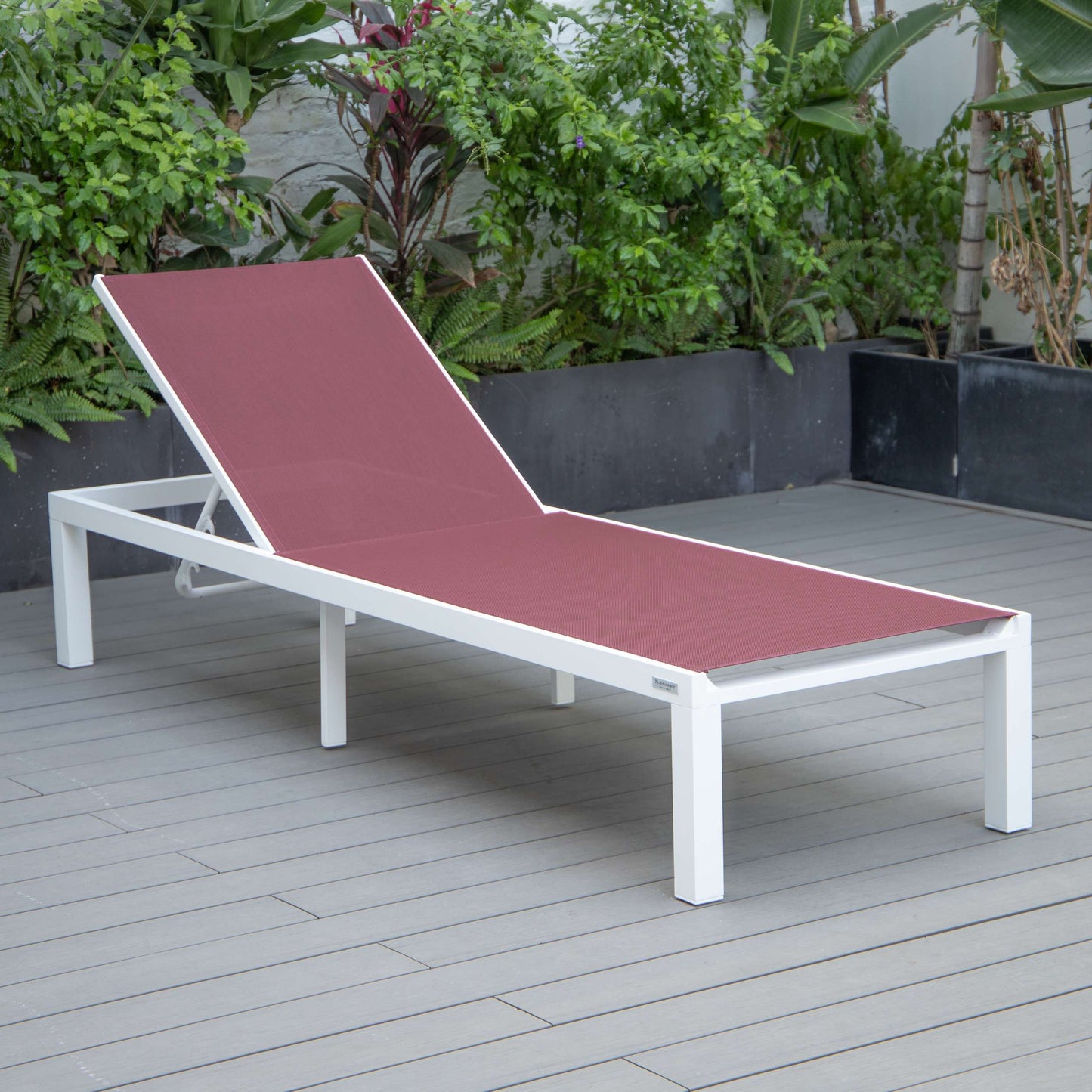 LeisureMod Marlin Modern White Aluminum Outdoor Patio Chaise Lounge Chair - MLWCF21-77BL | Outdoor Chaise Lounges | Modishstore - 33