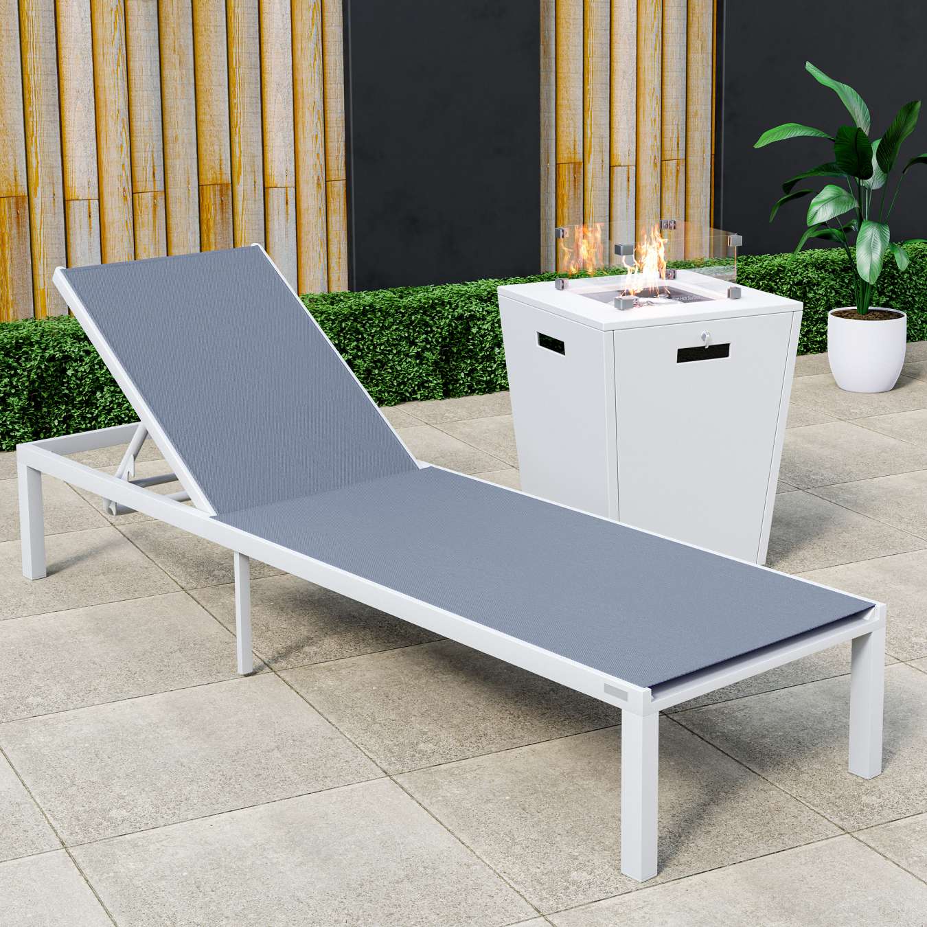 LeisureMod Marlin Modern White Aluminum Outdoor Patio Chaise Lounge Chair - MLWCF21-77BL | Outdoor Chaise Lounges | Modishstore - 47