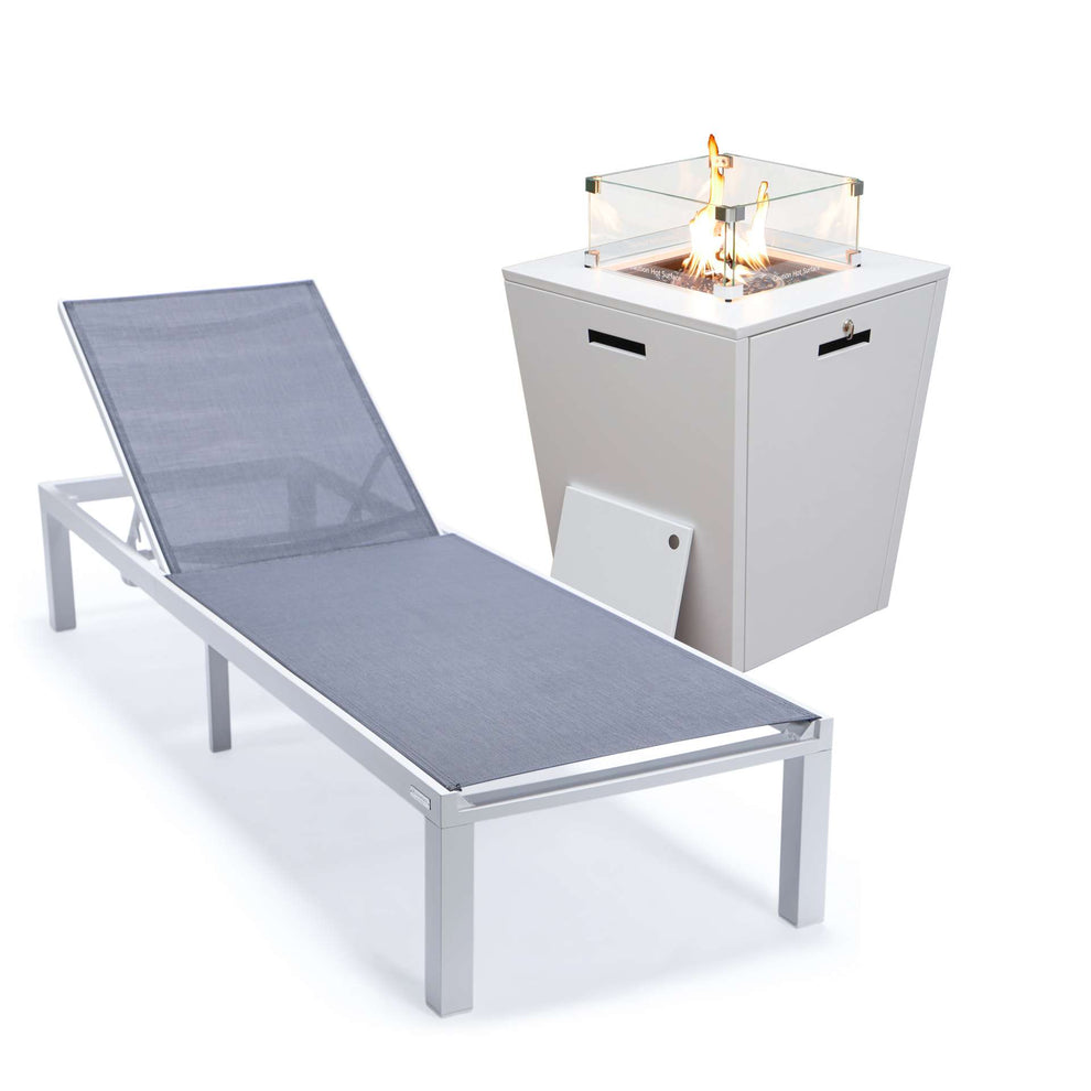 LeisureMod Marlin Modern White Aluminum Outdoor Patio Chaise Lounge Chair - MLWCF21-77BL | Outdoor Chaise Lounges | Modishstore - 48