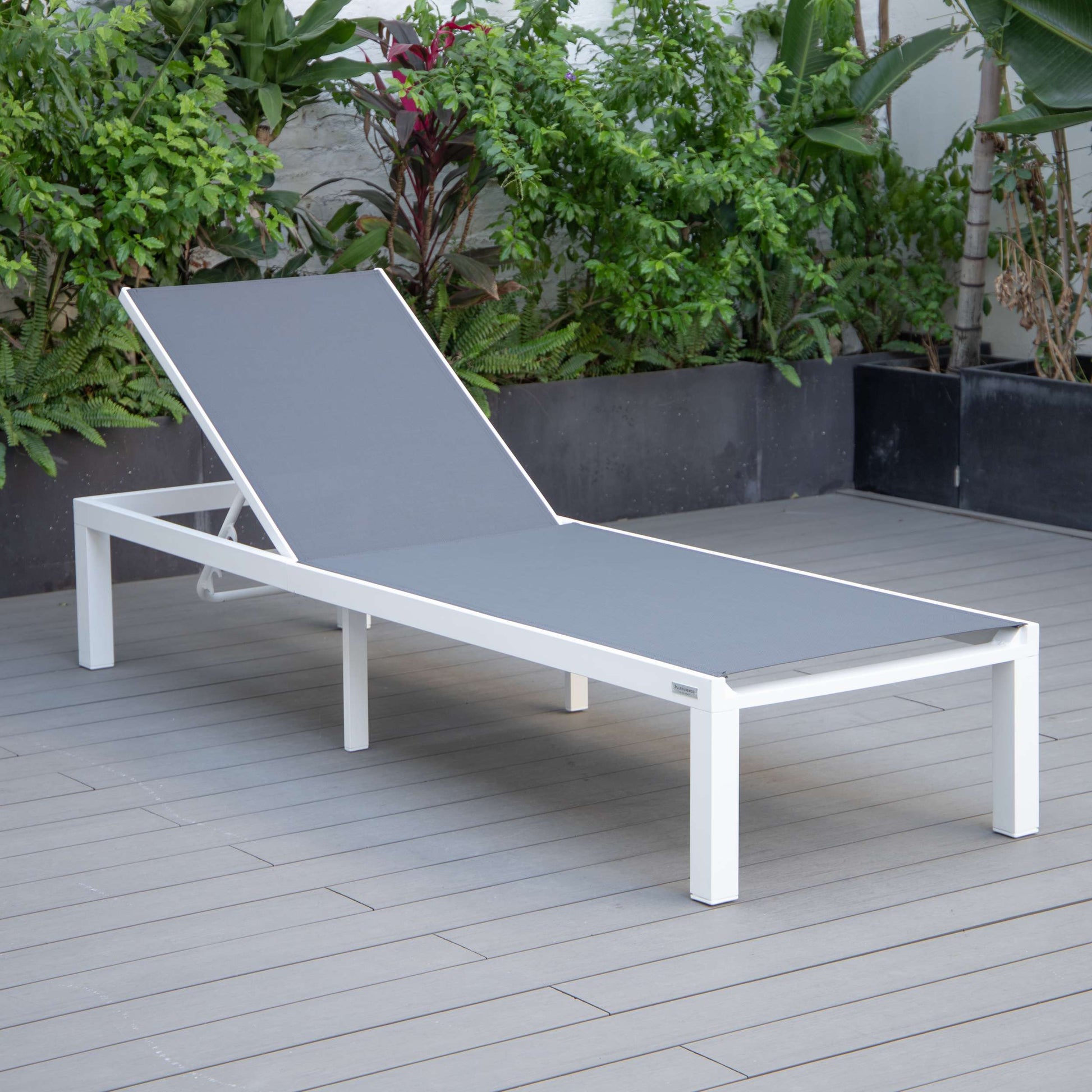 LeisureMod Marlin Modern White Aluminum Outdoor Patio Chaise Lounge Chair - MLWCF21-77BL | Outdoor Chaise Lounges | Modishstore - 58