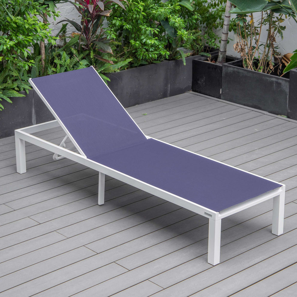LeisureMod Marlin Modern White Aluminum Outdoor Patio Chaise Lounge Chair - MLWCF21-77BL | Outdoor Chaise Lounges | Modishstore - 109