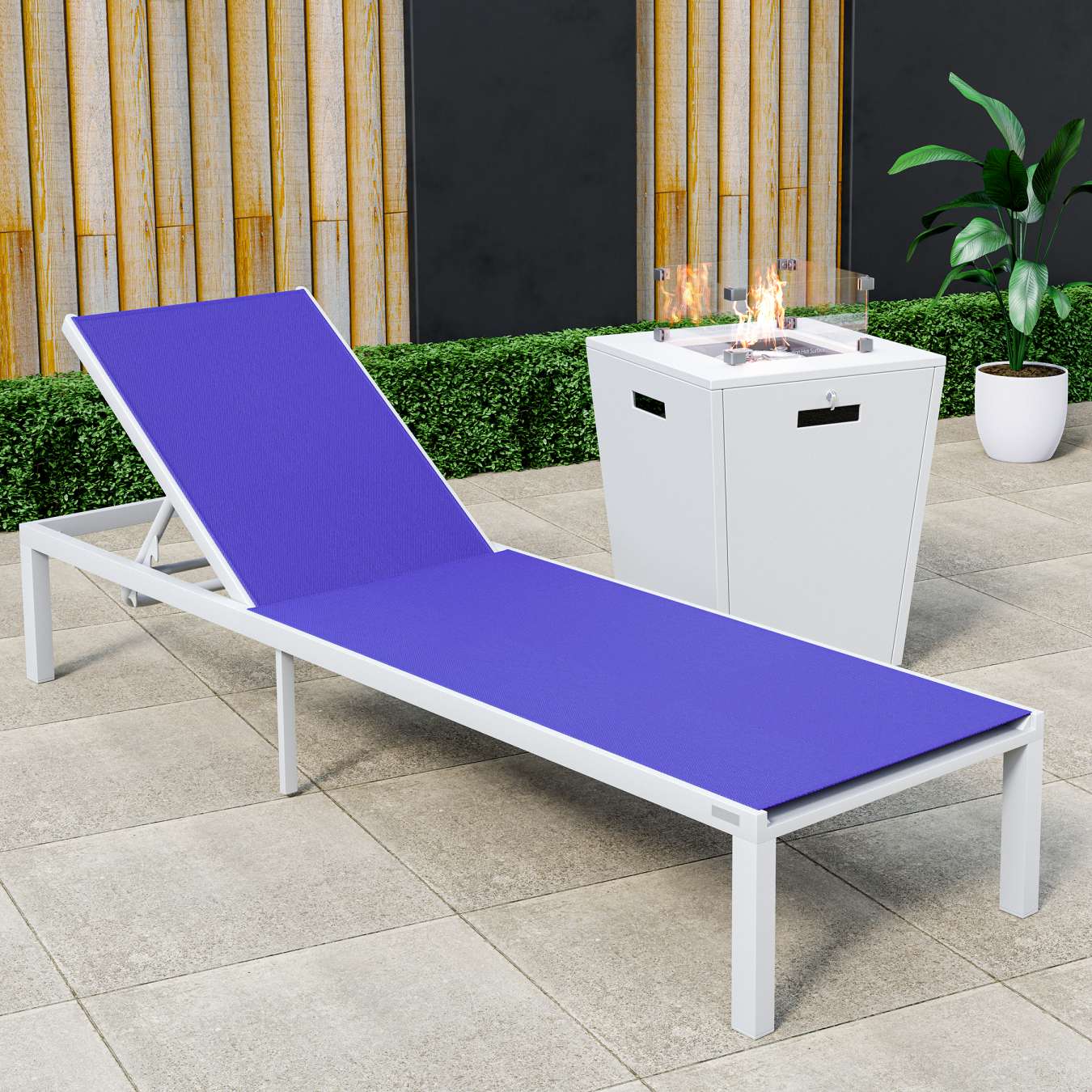 LeisureMod Marlin Modern White Aluminum Outdoor Patio Chaise Lounge Chair - MLWCF21-77BL | Outdoor Chaise Lounges | Modishstore - 106