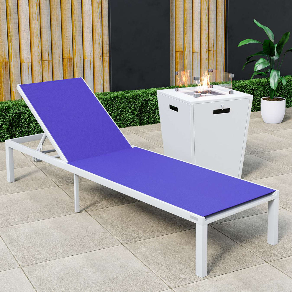 LeisureMod Marlin Modern White Aluminum Outdoor Patio Chaise Lounge Chair - MLWCF21-77BL | Outdoor Chaise Lounges | Modishstore - 106
