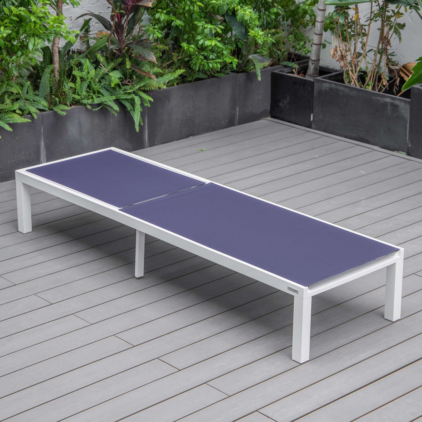 LeisureMod Marlin Modern White Aluminum Outdoor Patio Chaise Lounge Chair - MLWCF21-77BL | Outdoor Chaise Lounges | Modishstore - 111