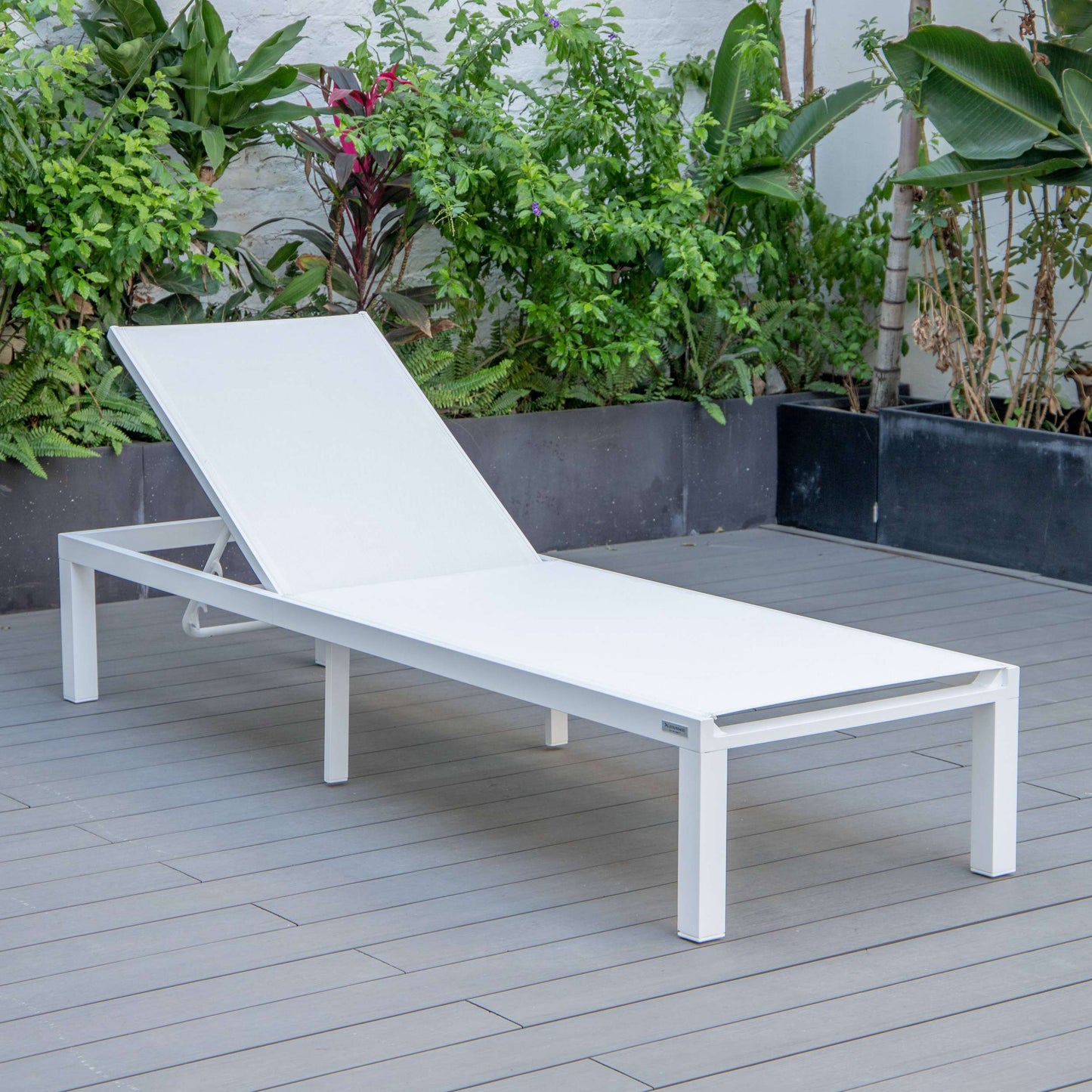 LeisureMod Marlin Modern White Aluminum Outdoor Patio Chaise Lounge Chair - MLWCF21-77BL | Outdoor Chaise Lounges | Modishstore - 133