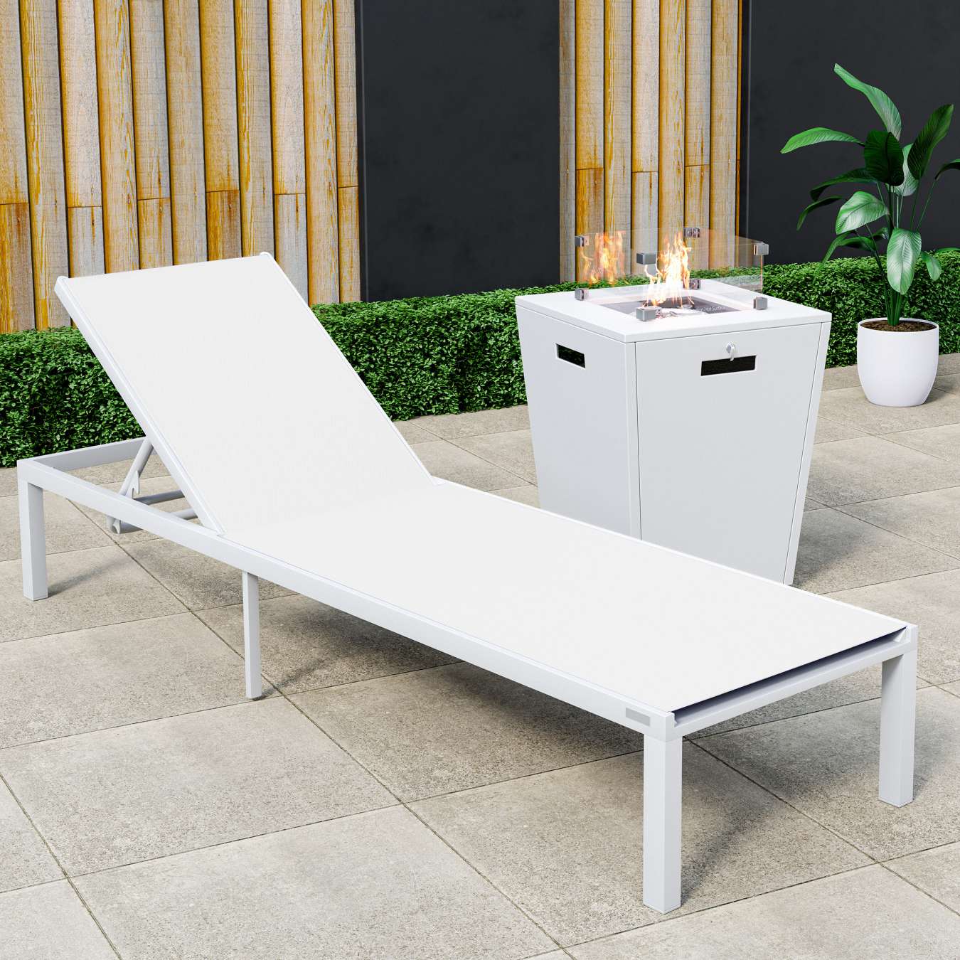 LeisureMod Marlin Modern White Aluminum Outdoor Patio Chaise Lounge Chair - MLWCF21-77BL | Outdoor Chaise Lounges | Modishstore - 129