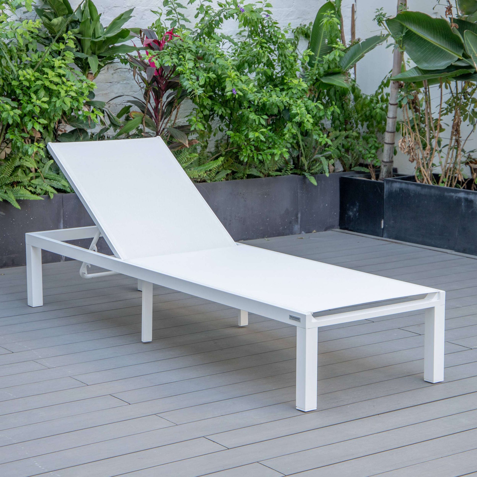 LeisureMod Marlin Modern White Aluminum Outdoor Patio Chaise Lounge Chair - MLWCF21-77BL | Outdoor Chaise Lounges | Modishstore - 132