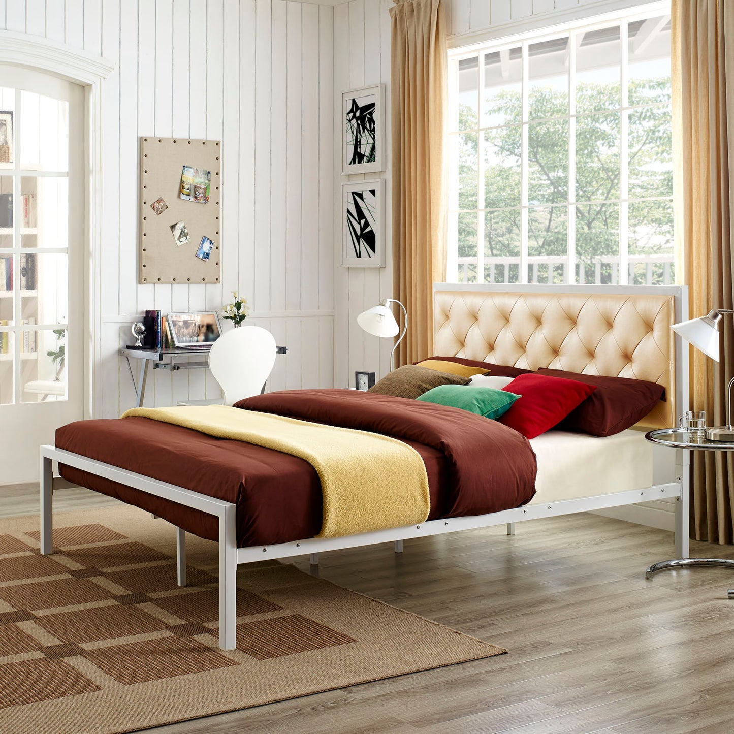 Mia Vinyl Queen Bed by Modway | Beds | Modishstore - 1