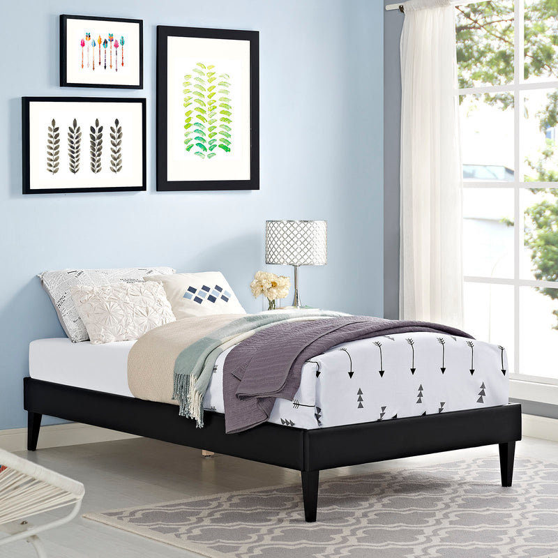 Sharon Vinyl Twin Bed Frame with Squared Tapered Legs by Modway | Beds | Modishstore - 1