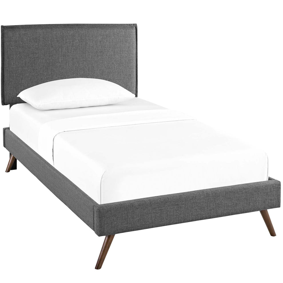 Camille Fabric Twin Platform Bed with Round Splayed Legs by Modway | Beds | Modishstore - 2