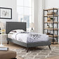 Camille Fabric Twin Platform Bed with Round Splayed Legs by Modway | Beds | Modishstore - 1