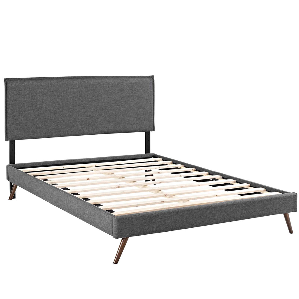 Camille Fabric Queen Platform Bed with Round Splayed Legs by Modway | Beds | Modishstore - 3