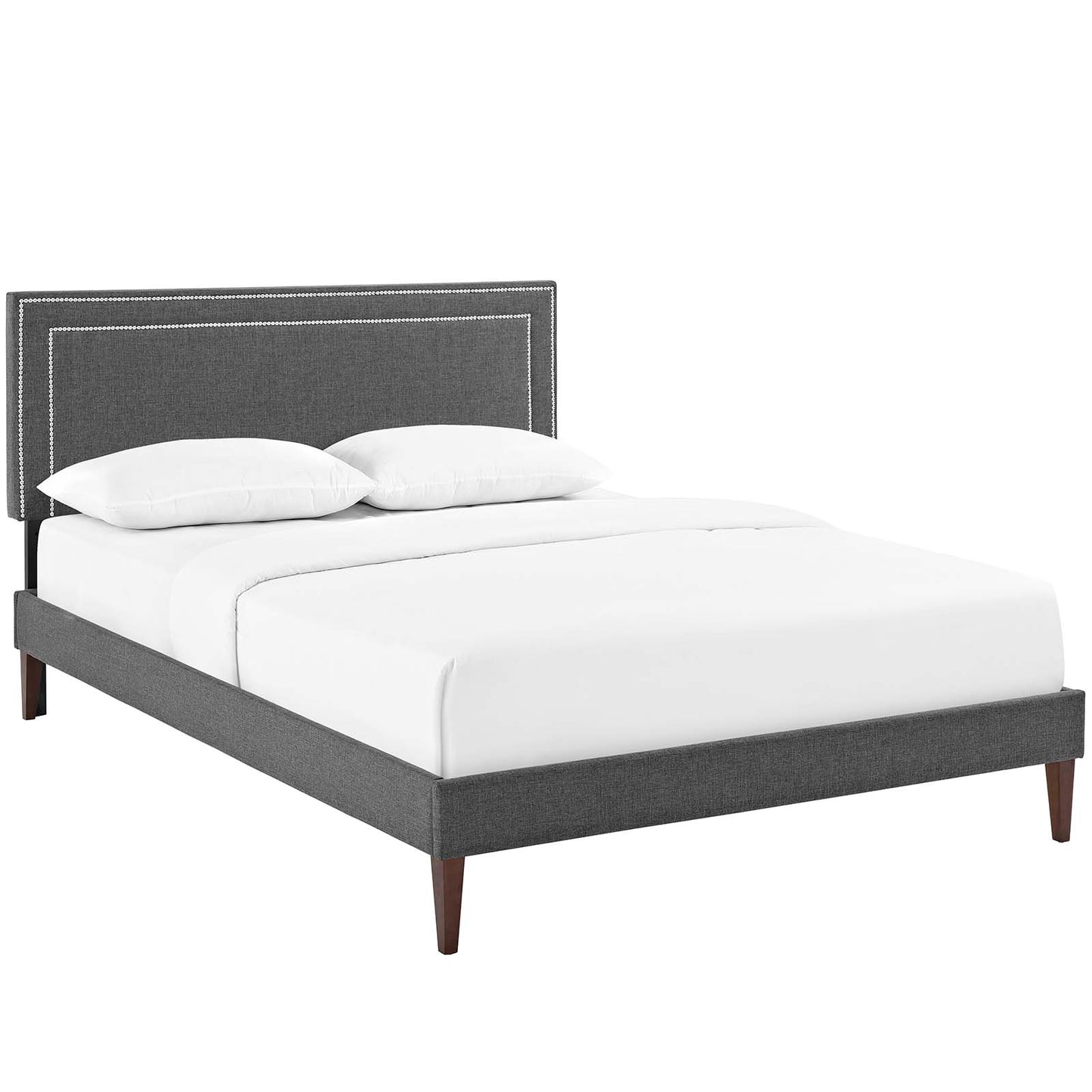 Modway Jessamine Fabric Queen Platform Bed with Squared Tapered Legs