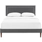 Modway Jessamine Fabric Queen Platform Bed with Squared Tapered Legs