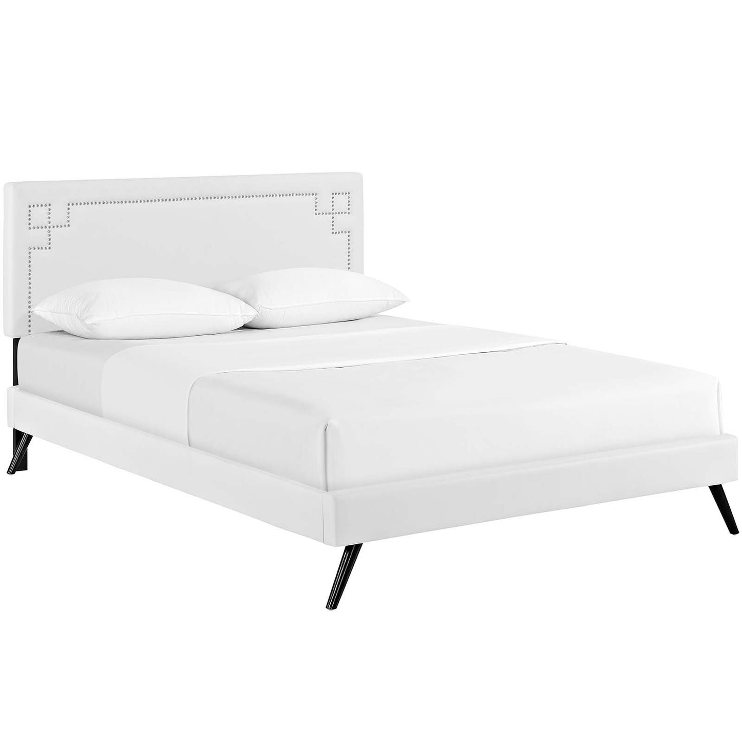 Josie Vinyl Queen Platform Bed with Round Splayed Legs by Modway | Beds | Modishstore - 2