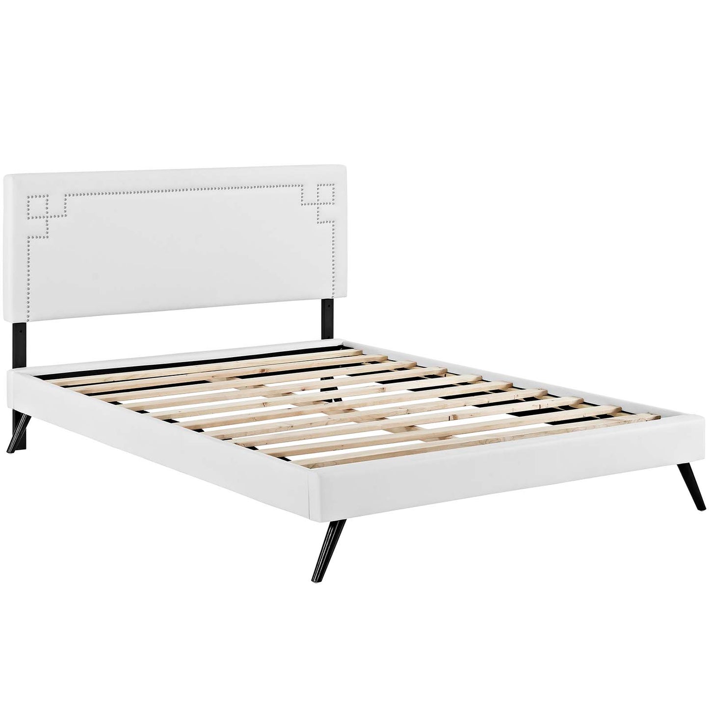 Josie Vinyl Queen Platform Bed with Round Splayed Legs by Modway | Beds | Modishstore - 3