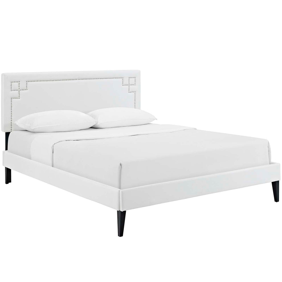 Josie Vinyl Queen Platform Bed with Squared Tapered Legs by Modway | Beds | Modishstore - 2