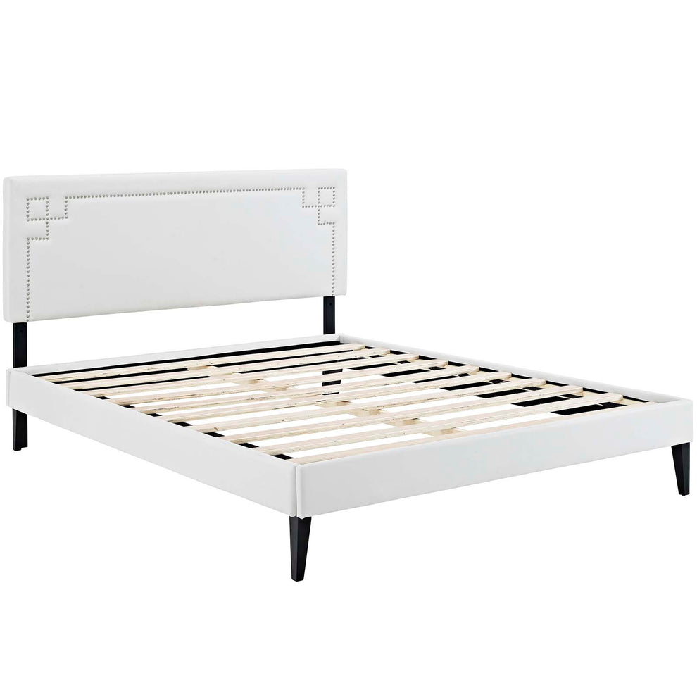 Josie Vinyl Queen Platform Bed with Squared Tapered Legs by Modway | Beds | Modishstore - 3