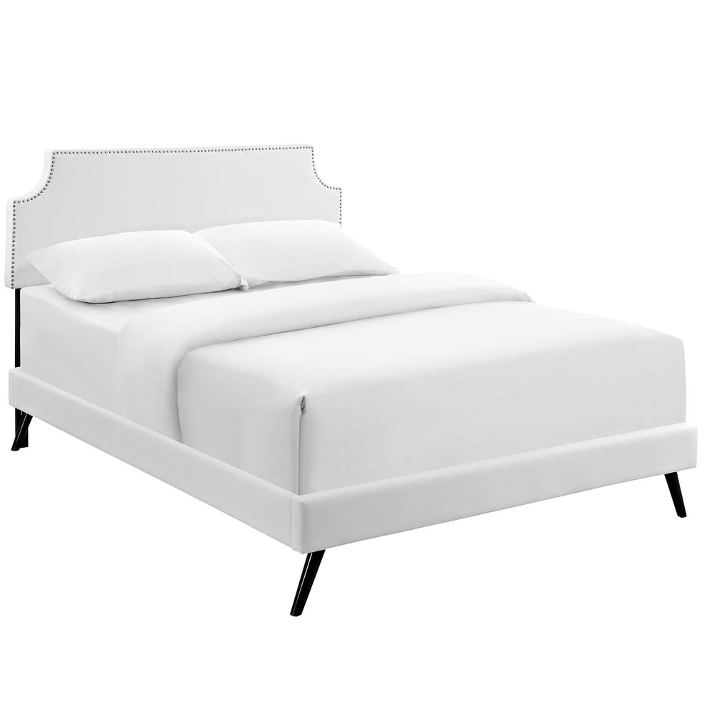 Laura Vinyl Full Platform Bed with Round Splayed Legs by Modway | Beds | Modishstore - 2