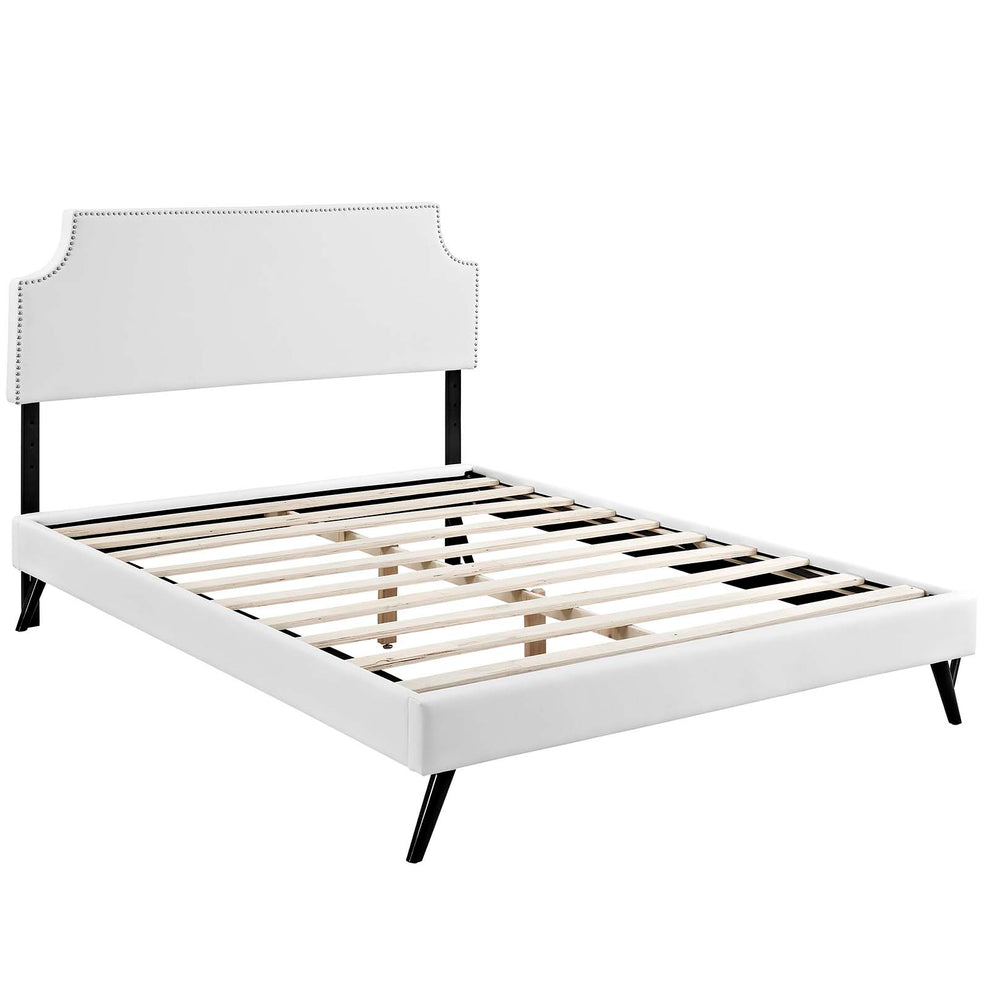 Laura Vinyl Full Platform Bed with Round Splayed Legs by Modway | Beds | Modishstore - 3