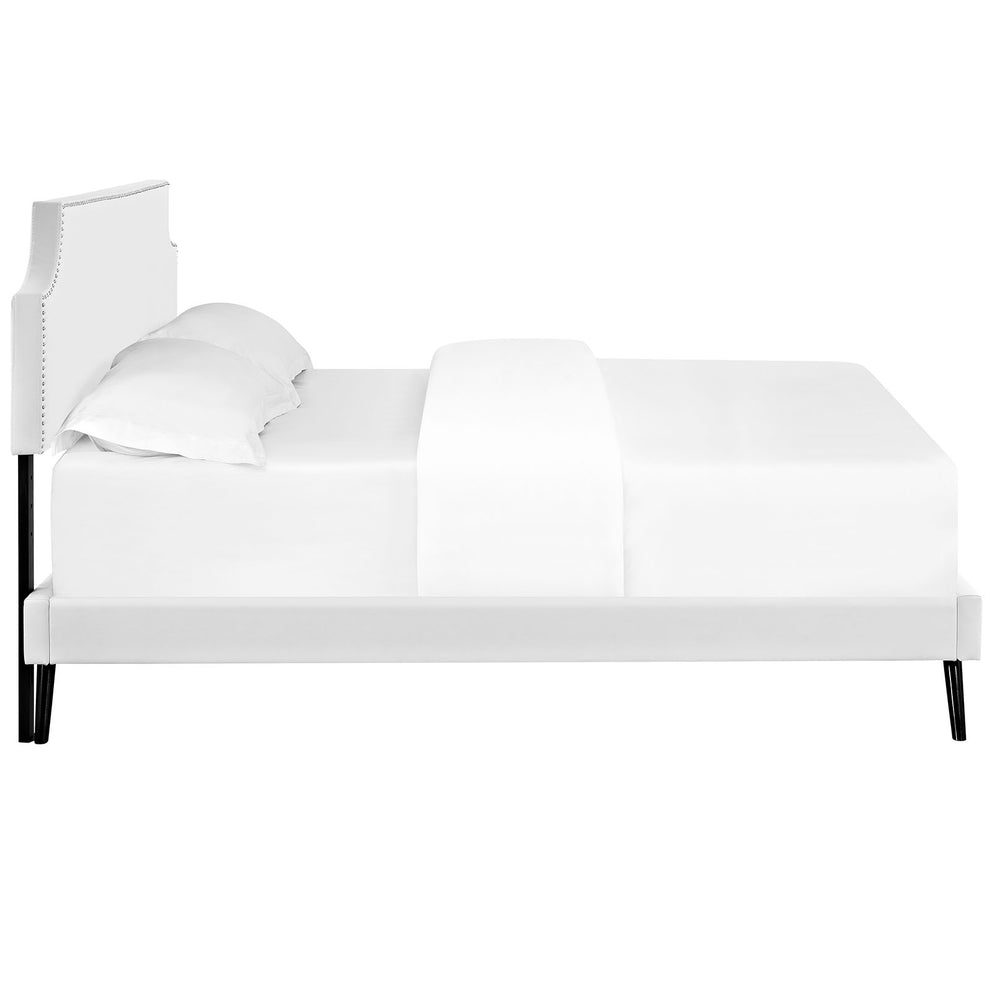 Laura Vinyl Full Platform Bed with Round Splayed Legs by Modway | Beds | Modishstore - 4