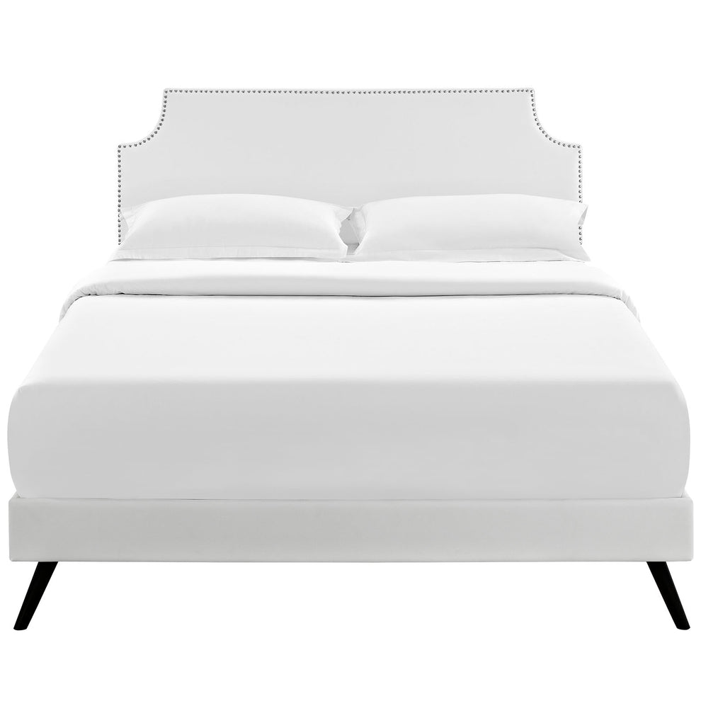 Laura Vinyl Full Platform Bed with Round Splayed Legs by Modway | Beds | Modishstore - 5