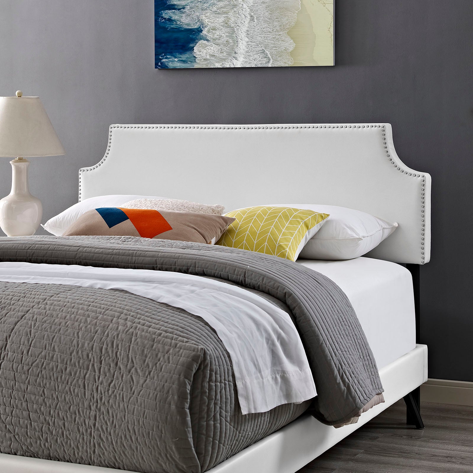 Laura Vinyl Full Platform Bed with Round Splayed Legs by Modway | Beds | Modishstore - 7