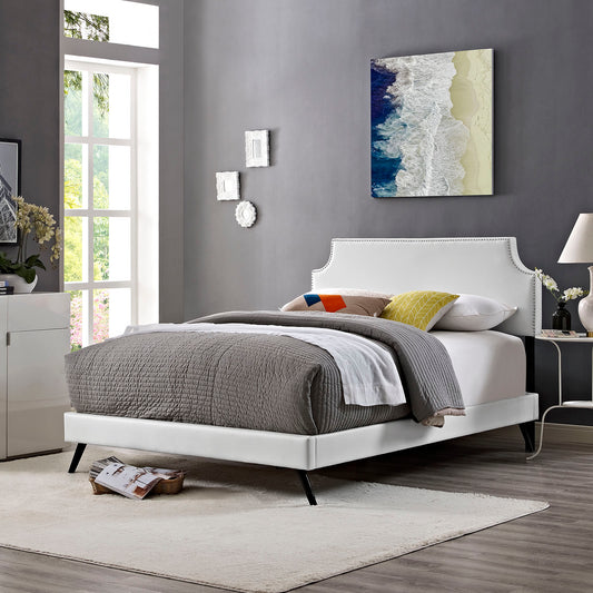 Laura Vinyl Full Platform Bed with Round Splayed Legs by Modway | Beds | Modishstore - 1
