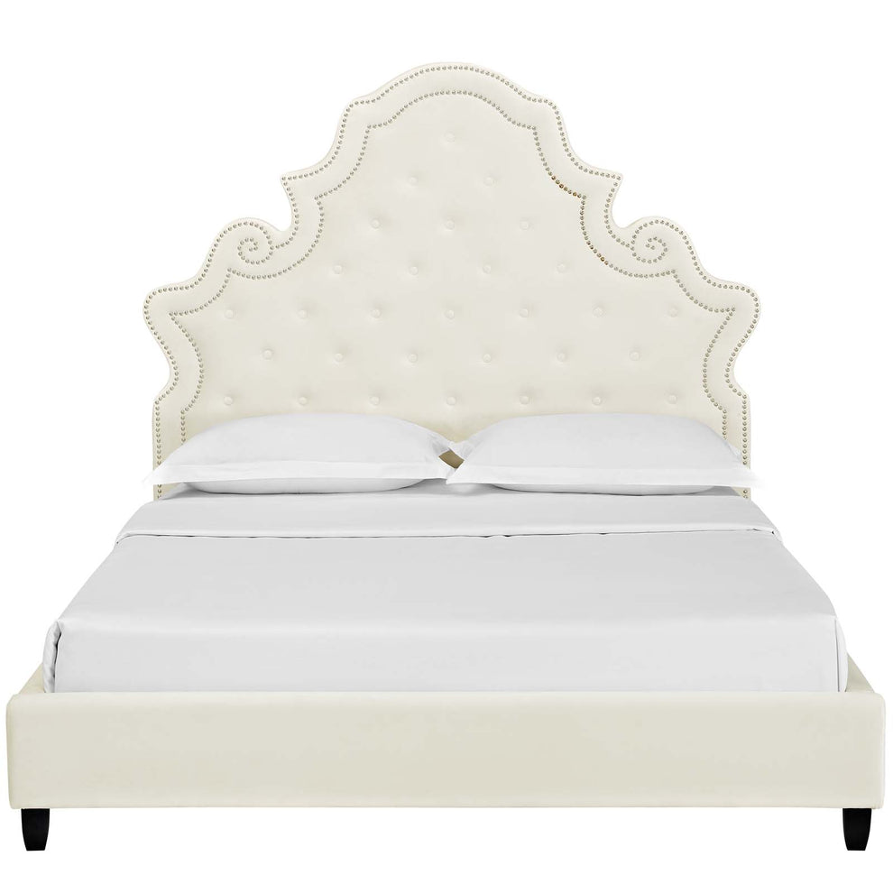 Modway Valentina Queen Tufted Nailhead Performance Velvet Platform Bed - MOD-5808 | Beds | Modishstore - 19