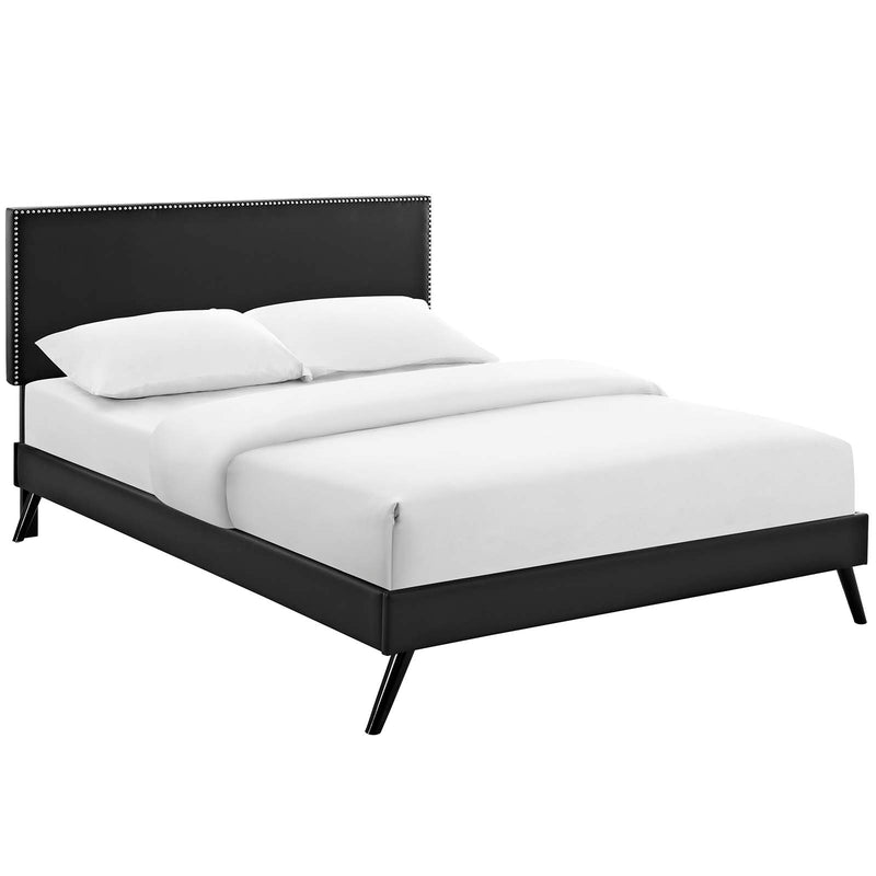 Macie King Vinyl Platform Bed With Round Splayed Legs By Modway - MOD-5964 | Beds | Modishstore - 13