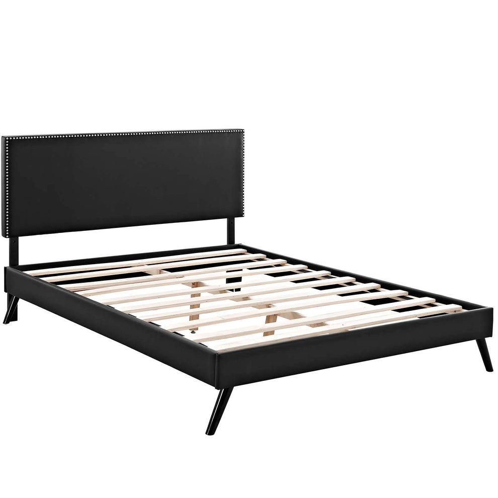 Macie King Vinyl Platform Bed With Round Splayed Legs By Modway - MOD-5964 | Beds | Modishstore - 12