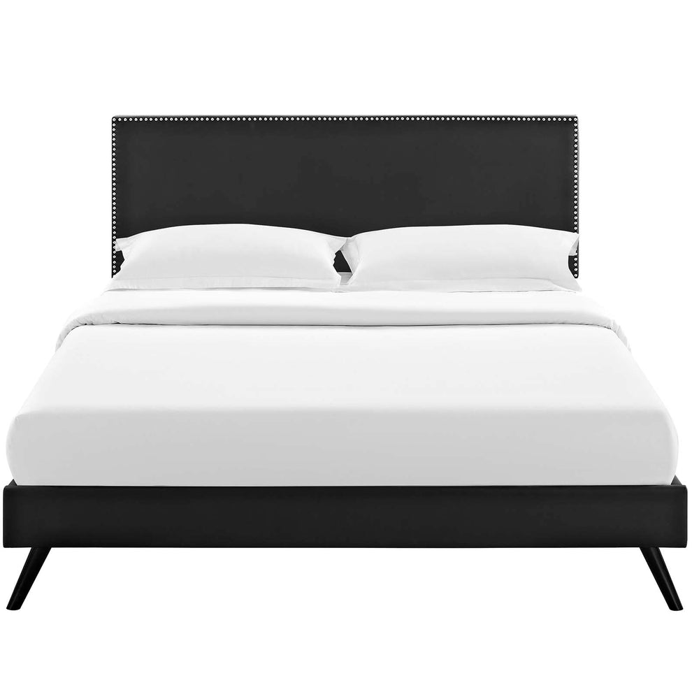 Macie King Vinyl Platform Bed With Round Splayed Legs By Modway - MOD-5964 | Beds | Modishstore - 11