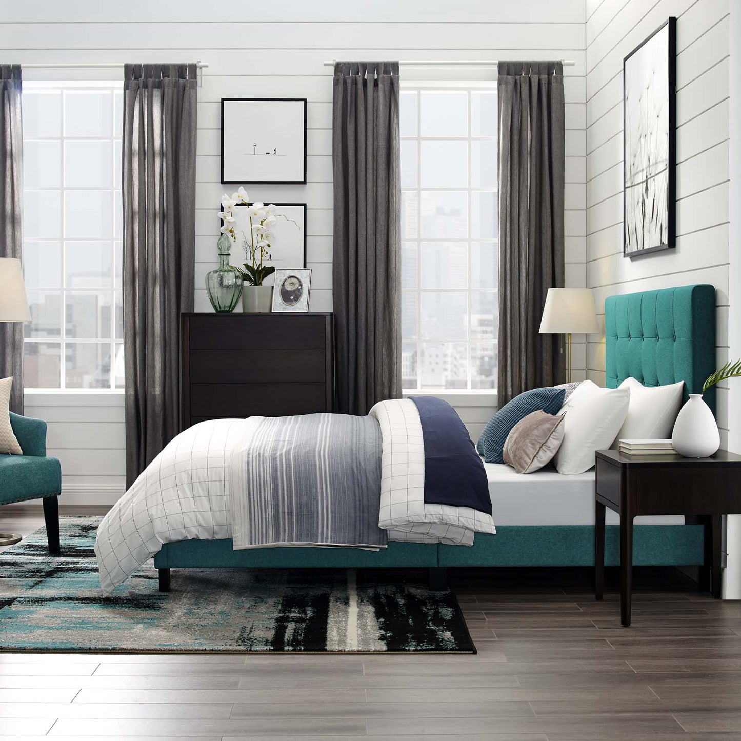 Melanie King Tufted Button Upholstered Fabric Platform Bed By Modway - MOD-5994 | Beds | Modishstore - 16