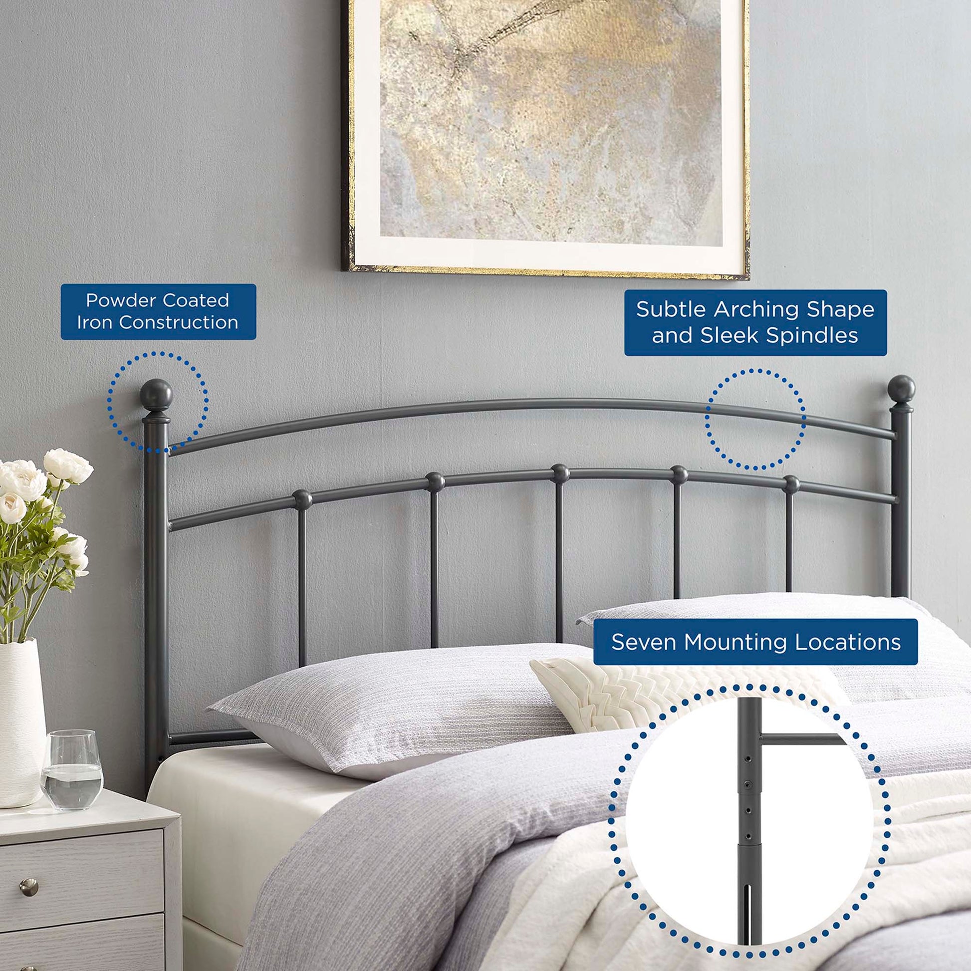 Abigail Metal King Headboard by Modway | Headboards | Modishstore - 11