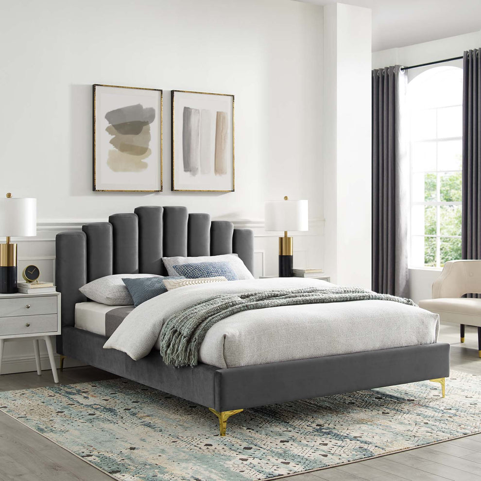 Modway Olivia Queen Performance Velvet Platform Bed - MOD-6280 | Beds | Modishstore - 19