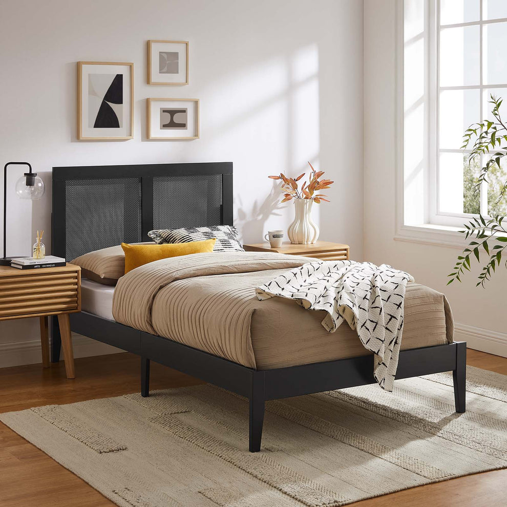 Sirocco Rattan and Wood Twin Platform Bed By Modway - MOD-7152 | Beds | Modishstore - 1