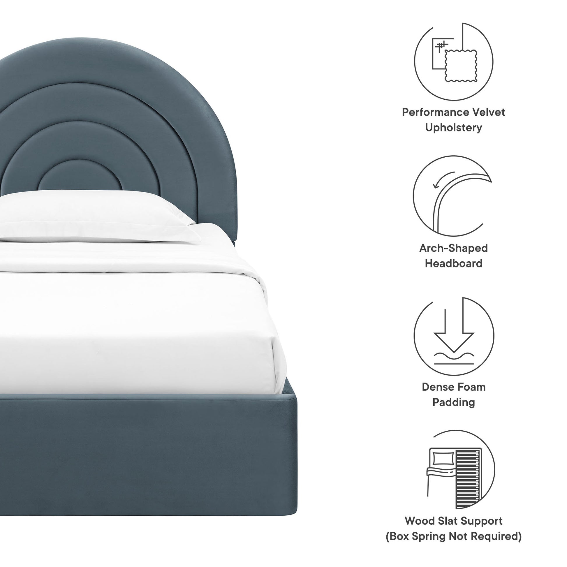 Solana Arched Performance Velvet Twin Platform Bed by Modway | Beds | Modishstore - 17